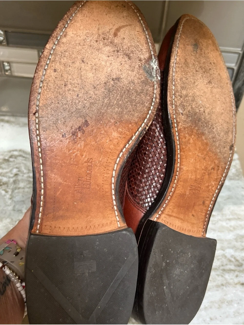 Allen Edmonds Lauderdale Leather Woven Captoe Oxford Dress Shoes US 9.5 D